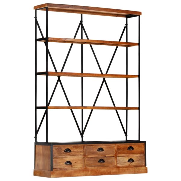 Boekenkast 4-Laags Met 6 Lades 122X36X181 Cm Massief Mangohout - Afbeelding 11