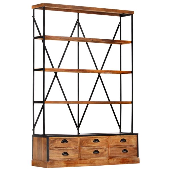 Boekenkast 4-Laags Met 6 Lades 122X36X181 Cm Massief Mangohout - Afbeelding 12