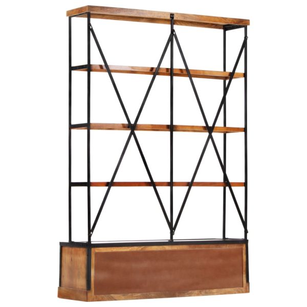 Boekenkast 4-Laags Met 6 Lades 122X36X181 Cm Massief Mangohout - Afbeelding 3