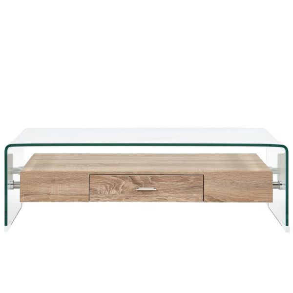 Salontafel 98X45X31 Cm Gehard Glas Transparant - Afbeelding 2