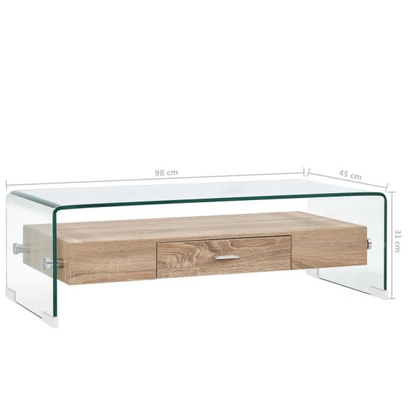 Salontafel 98X45X31 Cm Gehard Glas Transparant - Afbeelding 6