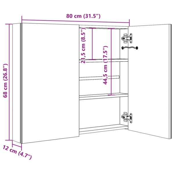 Badkamerkast Met Spiegel En Led 80X12,2X68 Cm - Afbeelding 8