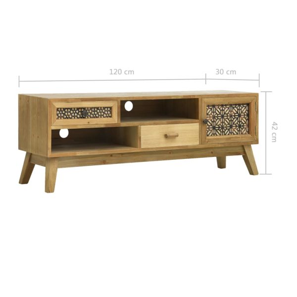 Tv-Meubel 120X30X42 Cm Bewerkt Hout Bruin - Afbeelding 9