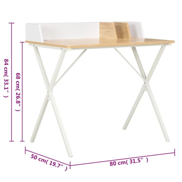 Bureau 80X50X84 Cm En Natuurlijk - Afbeelding 7