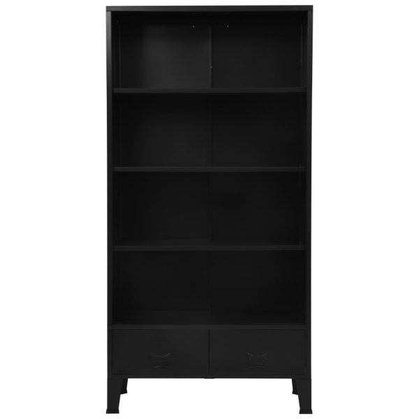 Boekenkast Industrieel 90X40X180 Cm Staal Zwart - Afbeelding 4