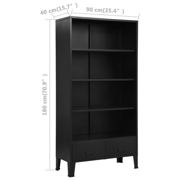 Boekenkast Industrieel 90X40X180 Cm Staal Zwart - Afbeelding 9