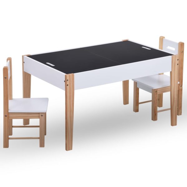 3-Delige Kindertafel- En Stoelenset Krijtbord Zwart En Wit - Afbeelding 3