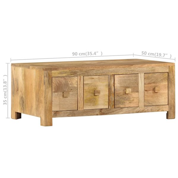 Salontafel Met 4 Lades 90X50X35 Cm Massief Mangohout - Afbeelding 8