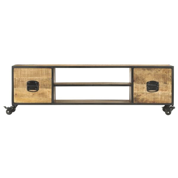 Tv-Meubel 130X30X39 Cm Massief Mangohout - Afbeelding 2