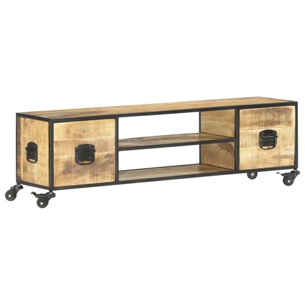 Tv-Meubel 130X30X39 Cm Massief Mangohout - Afbeelding 11