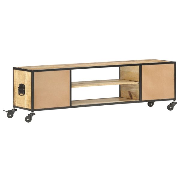 Tv-Meubel 130X30X39 Cm Massief Mangohout - Afbeelding 4