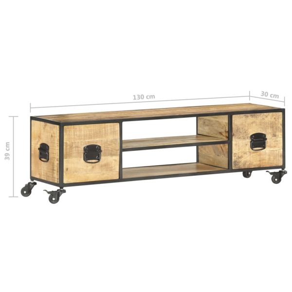 Tv-Meubel 130X30X39 Cm Massief Mangohout - Afbeelding 7