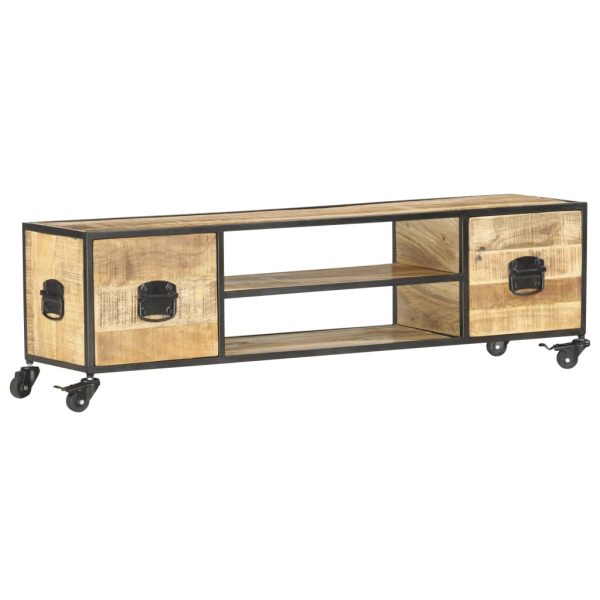 Tv-Meubel 130X30X39 Cm Massief Mangohout - Afbeelding 8