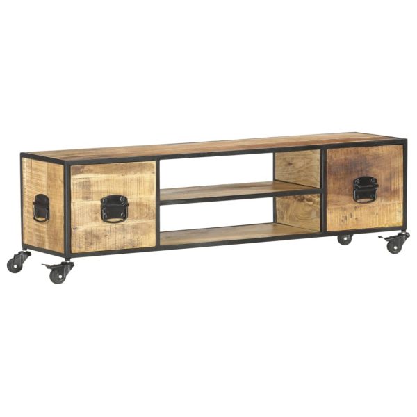 Tv-Meubel 130X30X39 Cm Massief Mangohout - Afbeelding 9