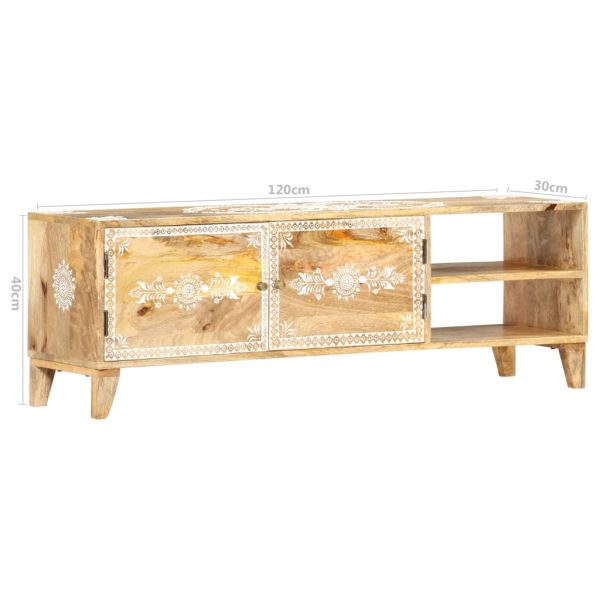 Tv-Meubel 120X30X40 Cm Massief Mangohout - Afbeelding 6