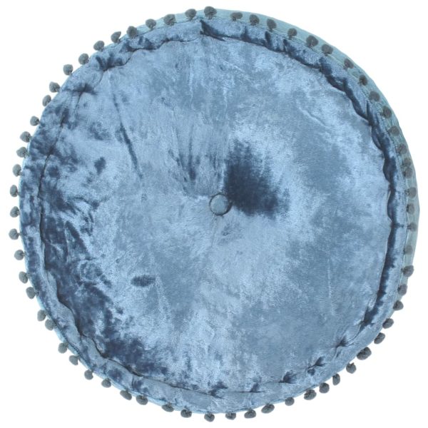 Poef Rond 40X20 Cm Fluweel Blauw - Afbeelding 2