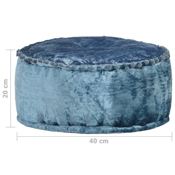 Poef Rond 40X20 Cm Fluweel Blauw - Afbeelding 4