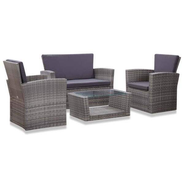 Loungeset Met Kussens Poly Rattan - Afbeelding 12