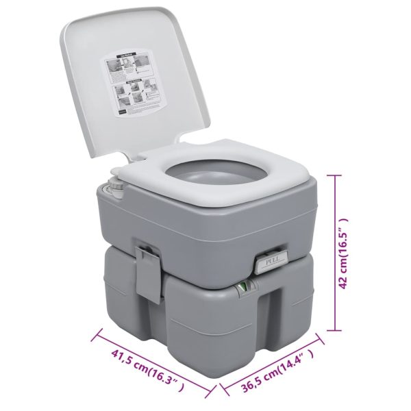 Kampeertoilet Draagbaar 20 + 10 L Grijs - Afbeelding 8