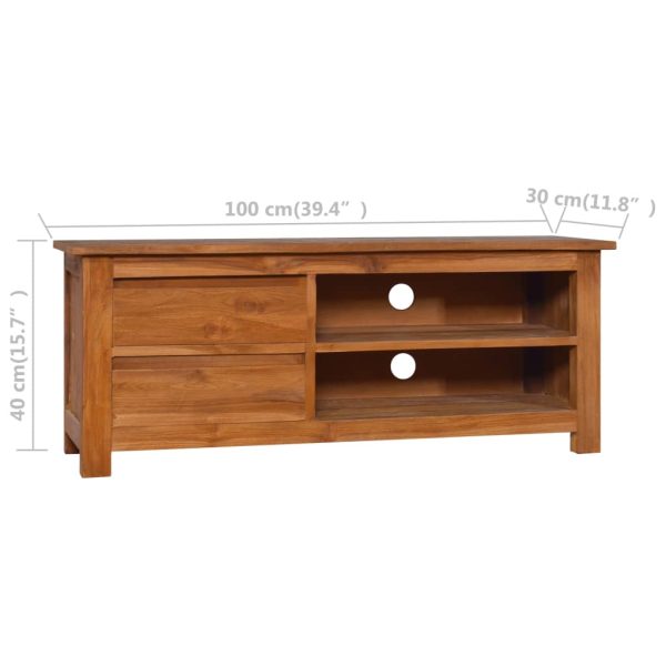 Tv-Meubel 100X30X40 Cm Massief Teakhout - Afbeelding 8