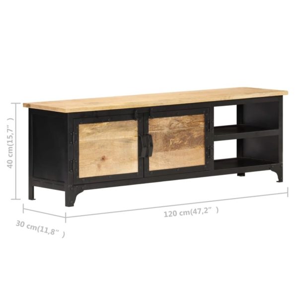 Tv-Meubel 120X30X40 Cm Massief Mangohout - Afbeelding 7