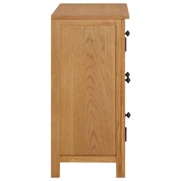 Kast 70X35X75 Cm Massief Eikenhout - Afbeelding 4