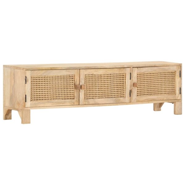 Tv-Meubel 140X30X40 Cm Massief Mangohout En Natuurlijk Riet - Afbeelding 12