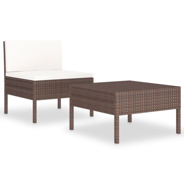 Loungeset Met Kussens Poly Rattan - Afbeelding 2