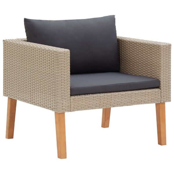 Loungeset Met Kussens Poly Rattan - Afbeelding 5