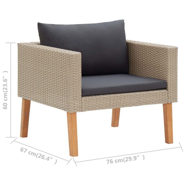 Loungeset Met Kussens Poly Rattan - Afbeelding 9