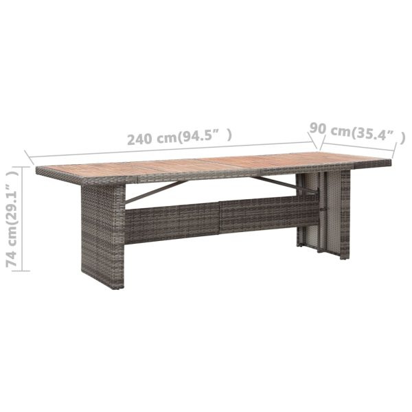 Tuintafel 240X90X74 Cm Poly Rattan En Massief Acaciahout - Afbeelding 5