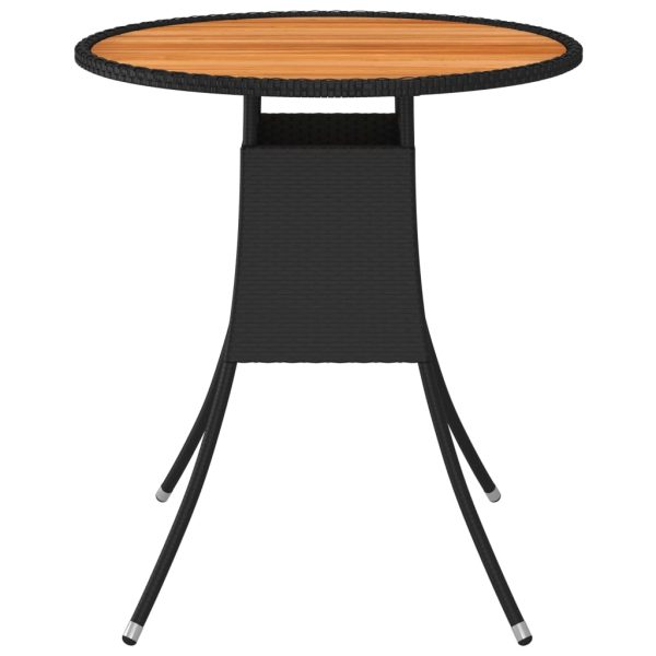 Tuintafel Ø70 Cm Poly Rattan En Massief Acaciahout Zwart - Afbeelding 2