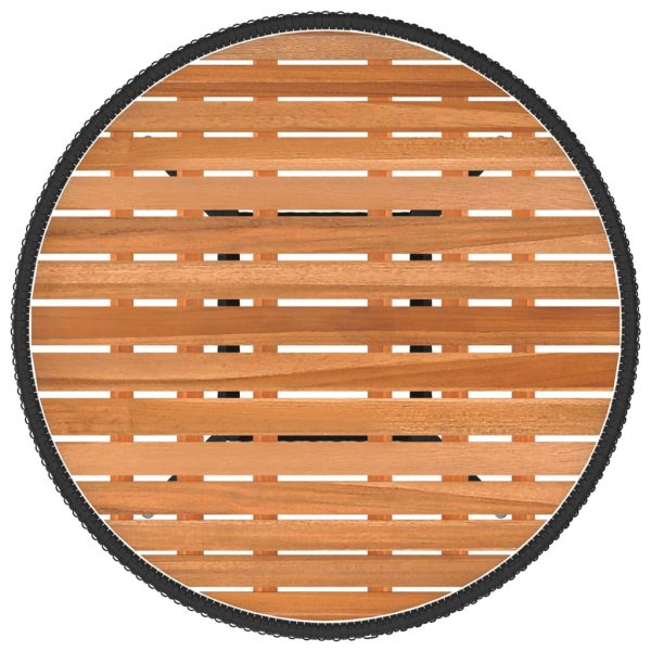 Tuintafel Ø70 Cm Poly Rattan En Massief Acaciahout Zwart - Afbeelding 3