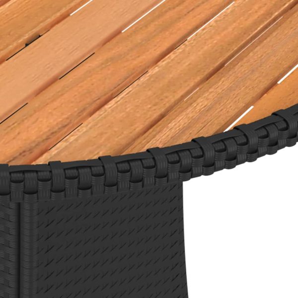 Tuintafel Ø70 Cm Poly Rattan En Massief Acaciahout Zwart - Afbeelding 4