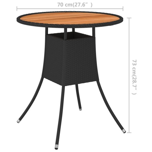 Tuintafel Ø70 Cm Poly Rattan En Massief Acaciahout Zwart - Afbeelding 5