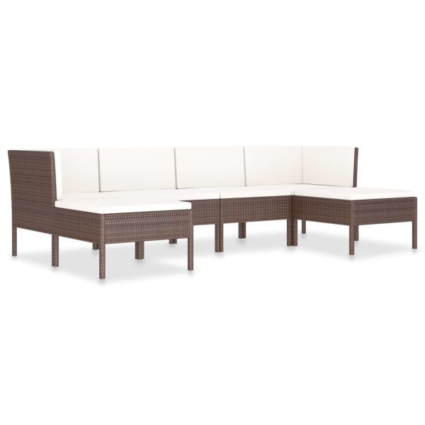 6-Delige Loungeset Met Kussens Poly Rattan - Afbeelding 2