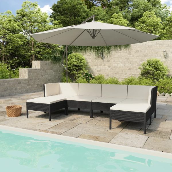 6-Delige Loungeset Met Kussens Poly Rattan - Afbeelding 9