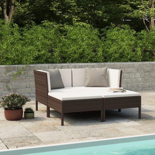 4-Delige Loungeset Met Kussens Poly Rattan