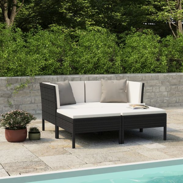 4-Delige Loungeset Met Kussens Poly Rattan - Afbeelding 7