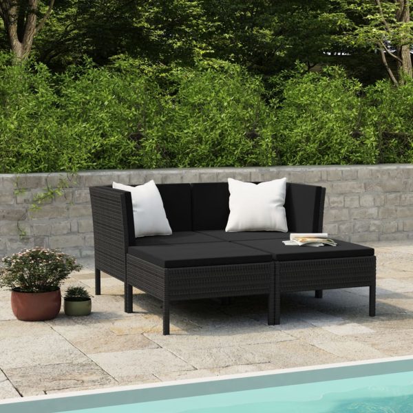 4-Delige Loungeset Met Kussens Poly Rattan - Afbeelding 8