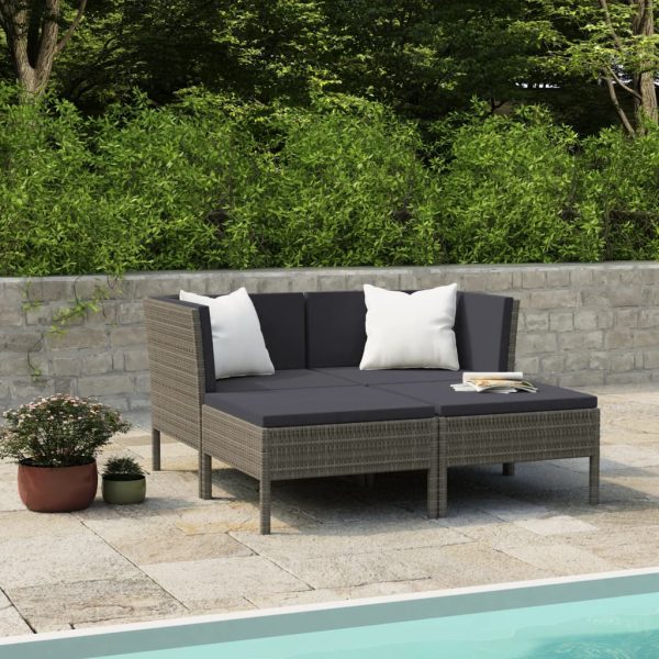 4-Delige Loungeset Met Kussens Poly Rattan - Afbeelding 9