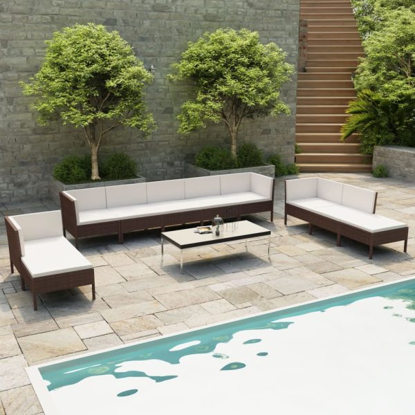 10-Delige Loungeset Met Kussens Poly Rattan