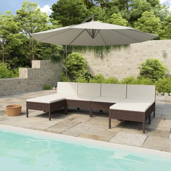 6-Delige Loungeset Met Kussens Poly Rattan