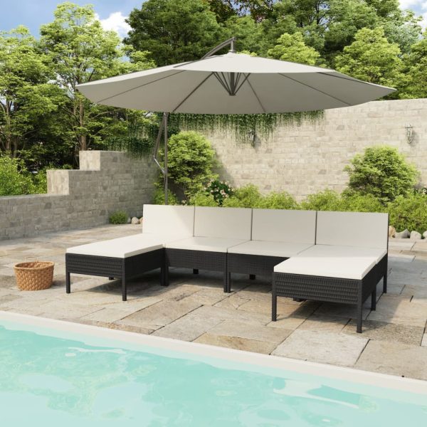 6-Delige Loungeset Met Kussens Poly Rattan - Afbeelding 7