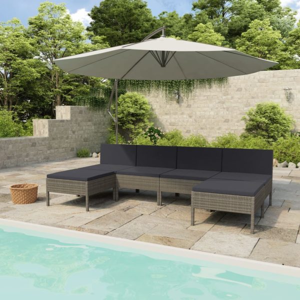 6-Delige Loungeset Met Kussens Poly Rattan - Afbeelding 9