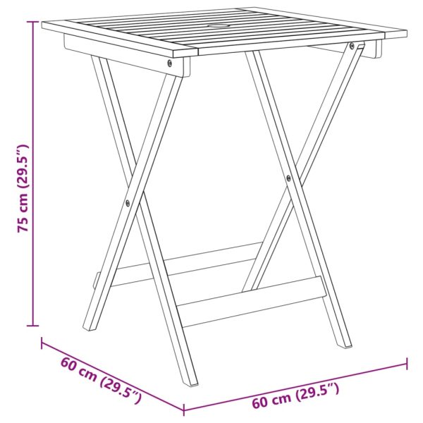 3-Delige Tuinset Inklapbaar Massief Acaciahout - Afbeelding 12