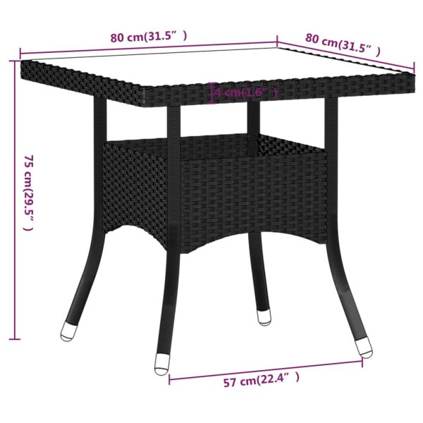 Tuinset Poly Rattan En Gehard Glas - Afbeelding 9