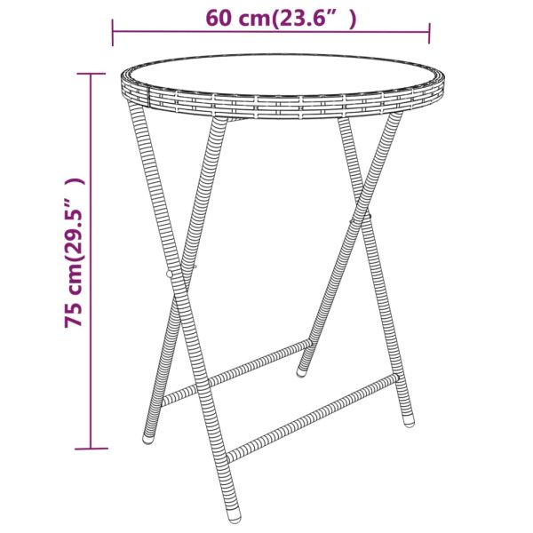 5-Delige Bistroset Poly Rattan En Gehard Glas - Afbeelding 11