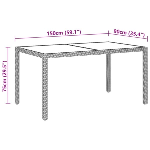 7-Delige Tuinset Poly Rattan En Gehard Glas - Afbeelding 8