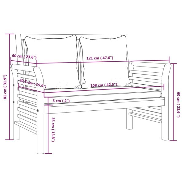 3-Delige Loungeset Met Kussens Massief Acaciahout - Afbeelding 9